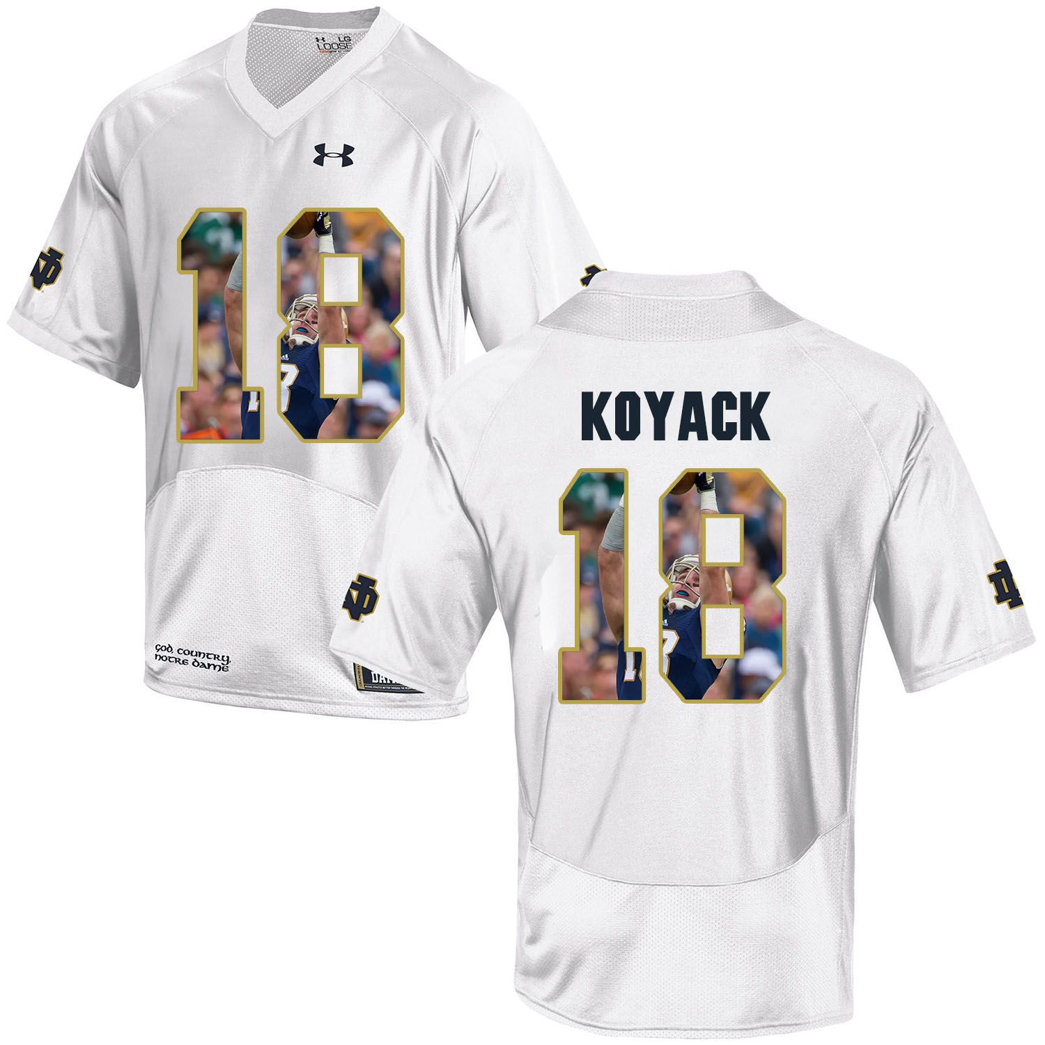 Men Norte Dame Fighting Irish #18 Koyack White Fashion Edition Customized NCAA Jerseys->->Custom Jersey
